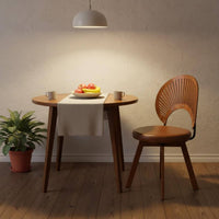 Retro Wooden Vanity Chair Backrest Rotating Vanity Chair Upholstered Seat
