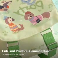 Puppy Party Canvas Mini Backpack, Cute Lightweight Cartoon Daypack for Students