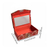 Brocade Lipstick Case Button Closure Mirror Lipstick Holder Gift Ready Portable Cosmetic Storage Box for Everyday Purse Use