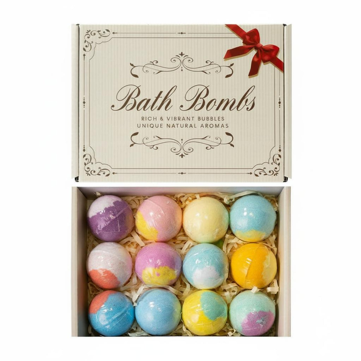 12 Pieces Bath Gift Box Ribbon Bow Graphic Gift Set Bath Decorative