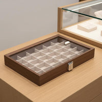 Multi-Compartment Jewelry Organizer Elegant Design Walnut Finish Jewelry Tray Suede Lined Band Holder Sturdy Construction