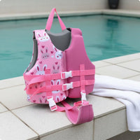 Kids Life Jacket Front Zipper Swim Aid Vest Cute Print for Snorkeling