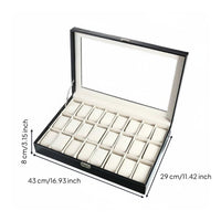 Watch Storage Box with Clear Lid Soft Interior Lining Watch Collection Box Metal Clasp Lock Contrast Stitching for Closet