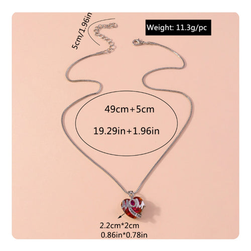 Mom Heart Necklace Rhinestone Embellished Crystal Heart Necklace for Birthday