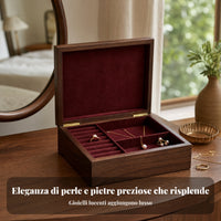 Wooden Jewelry Box Brass Latch Trinket Chest Divided Sections