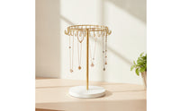 Necklace Organizer with Hooks Gold Necklace Holder with Hooks Untangle Jewelry Tree with Base for Vanity, Dresser