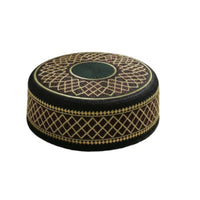 Men's Muslim Prayer Hat, Cotton Embroidered Cap, Hui Ethnic Flat Top, Round Border, Traditional Cultural Headwear