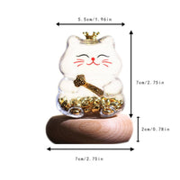 Feline Piggy Bank Transparent Glass Feline Coin Bank Crown Top