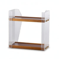 Desktop Storage Rack with Wood Shelves Compact Countertop Display Shelf Modern