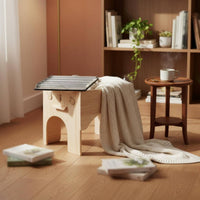Cabinet-Style Warmth Application Box Arched Cutouts Wood Warmth Application Box Side Handle Botanical Warming Roll