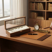 Wooden Watch Display Case Clear View Lid Watch Storage Box Metal Clasp Great Gift Suggestion for Closet
