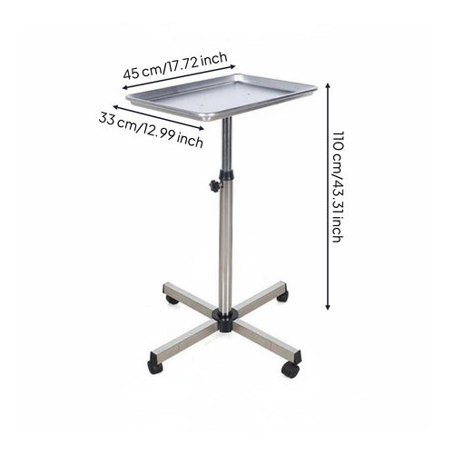 Height Adjustable Salon Tray Stable Base Grooming Trolley Stand Versatile