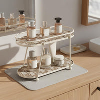 Cosmetic Display Rack Wrought Iron Frame Vanity Countertop Organizer Space Saving Skincare Storage Shelf for Women, Dressing Table, Bedroom