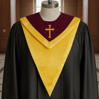 V-Neck Honor Stole Gender-Neutral Design Two-Tone Graduation Stole