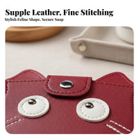 PU Leather Cat Coin Purse Compact Size Kitty Card Wallet Portable for Women, Students, Daily Use, Shopping, Handbag Organization