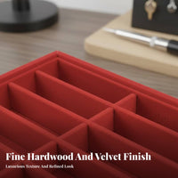 Velvet Lined Wooden Bracelet Display Tray Long-Lasting Multi-Compartment Jewelry Holder Tangle-Tangle-Resistant Organization for Craft Fair