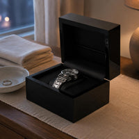 Black Wooden Watch Box Glossy Finish Storage Velvet Velvet-Lined