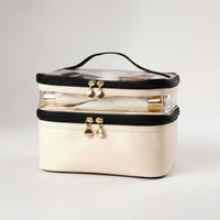 Double Layer Makeup Bag Large Capacity Clear Makeup Bag Easy to Clean for Women