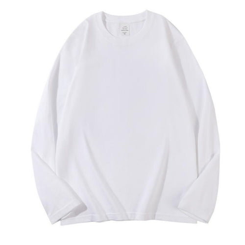 Thick Combed Long Sleeve T-Shirt, Plain, Basic, Autumn