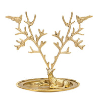 Deer Branching Jewelry Stand Ridged Rim Decor Piece Space-Saving