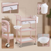 3-Tier Rolling Cart with Basin Mobile Salon Cart with Drawer Multi-Purpose