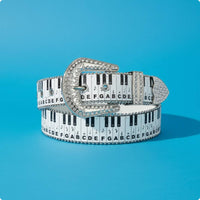 Rhinestone Piano Key Belt High Shine Fashion Accessory Gift Ready for Streetwear