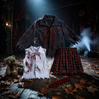 Girl Zombie School Uniform Costume Horror Style Ghoulish Secondary School Costume for Kids