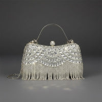 Rhinestone Fringe Clutch Wrist Strap Crystal Tassel Evening Bag Glamorous