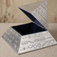 Pyramid Jewelry Box Engraved Pattern Tin Alloy Jewelry Box Decorative