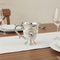 European Style Spirit Cup Elegant Design Vintage Metal Embossed Details Ornate Toasting Goblet for Wedding, Party, Bar