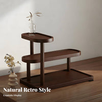 Wooden Makeup Organizer Retro Design Wooden Cosmetic Display Stand Space-Saving