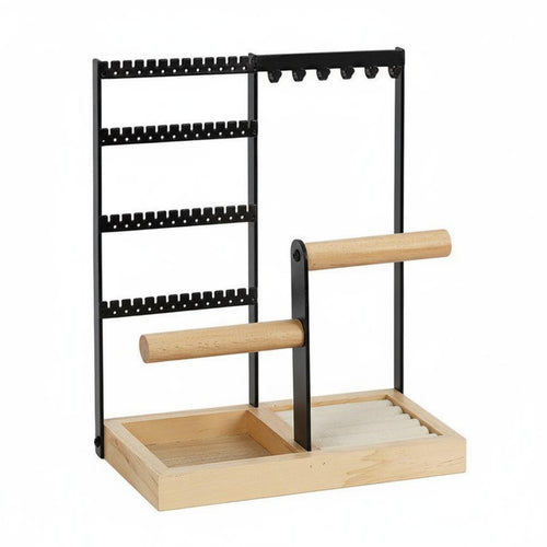 4-Tier Jewelry Stand Detachable Design Countertop Jewelry Stand Earring and Necklace Holder Space Saving Necklace Bracelet