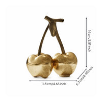 Metal Cherry with Leaf Compact Metal Cherry Ornament Sculptural Decor for Bookshelf