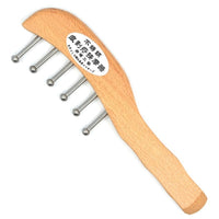 Wooden Massage Comb with Metal Pins Ergonomic Acupressure Comb with Stainless Steel Pins Portable
