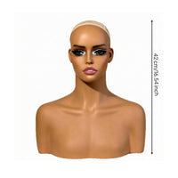 Mannequin Head with Shoulders Flesh-Toned Hairpiece display Bust PVC Bust Mannequin