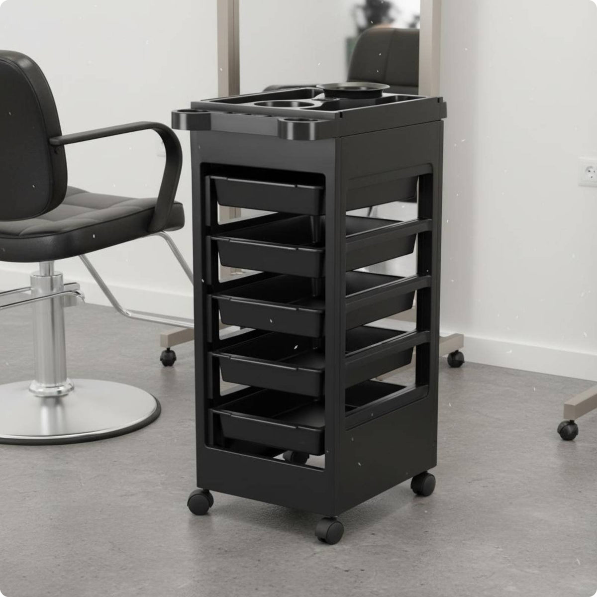 5 Tier Salon Trolley Easy to Clean Hair Coloring Trolley Large-Capacity Drawers