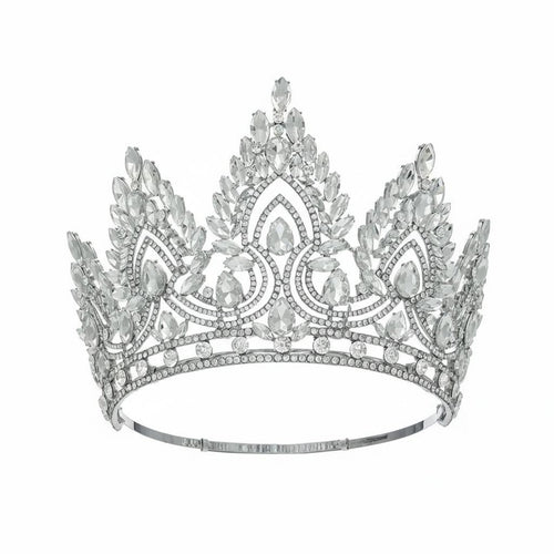 Baroque Crystal Crown Luxury Design Full Circle Pageant Crown Bridal Crystal Tiara Sparkling Wedding Tiara for Weddings, Prom