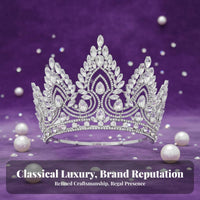Baroque Crystal Crown Luxury Design Full Circle Pageant Crown Bridal Crystal Tiara Sparkling Wedding Tiara for Weddings, Prom