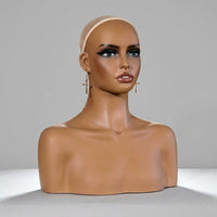 Mannequin Head with Shoulders Skin-Toned-Toned Mannequin Bust Ear-Shaped Structure hat Display Head