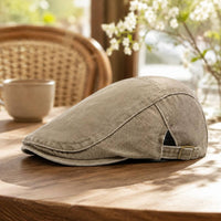 Vintage Washed Flat Cap Casual Newsboy Cap Versatile Headwear for Men, Women, Spring, Summer