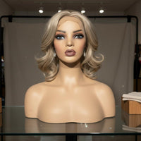 Earring Display Bust Double Shoulder Design Female Mannequin Head PVC Hairpiece Display Head for Jewelry Sellers, Salon Owners, Online Product Photos