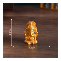 Ganesha Figurine DIY Accessory Golden Rat Statue Gold Finish for Car Dashboard