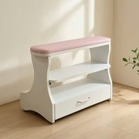 Footrest Stool with Drawer Padded Manicure Foot Rest Easy-Wipe for Home Salons