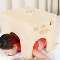 Cabinet-Style Warmth Application Box Arched Cutouts Wood Warmth Application Box Side Handle Botanical Warming Roll