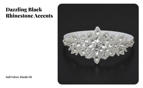 Black Crystal Headband Handmade Vintage Crystal Headpiece 1920s Design Headpiece Adjustable Roaring Twenties Party Headband