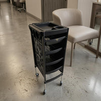 Hairdressing Storage Trolley Molded Compartments Salon Storage Trolley Tool Graphics