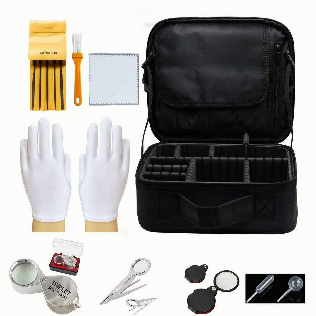 Carrying Case with Foam Dividers Adjustable Jewelry Testing Kit Comprehensive