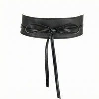 Faux Leather Wrap Belt Pebbled Wide Tie Waist Belt Soft