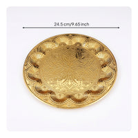 Ornate Serving Tray Round Decorative Tray Raised Relief for Snacks, Pastries