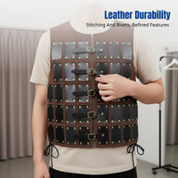 Steampunk Medieval Chest Vintage Leather Vest, Adjustable Straps, Cosplay Accessory for Adults, Halloween Stage Costume